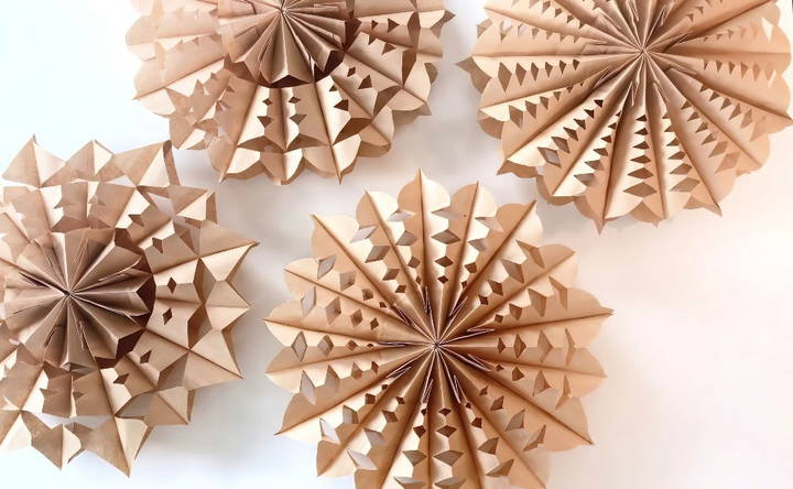 making a paper bag snowflake