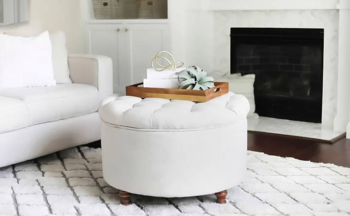 making a round tufted storage ottoman