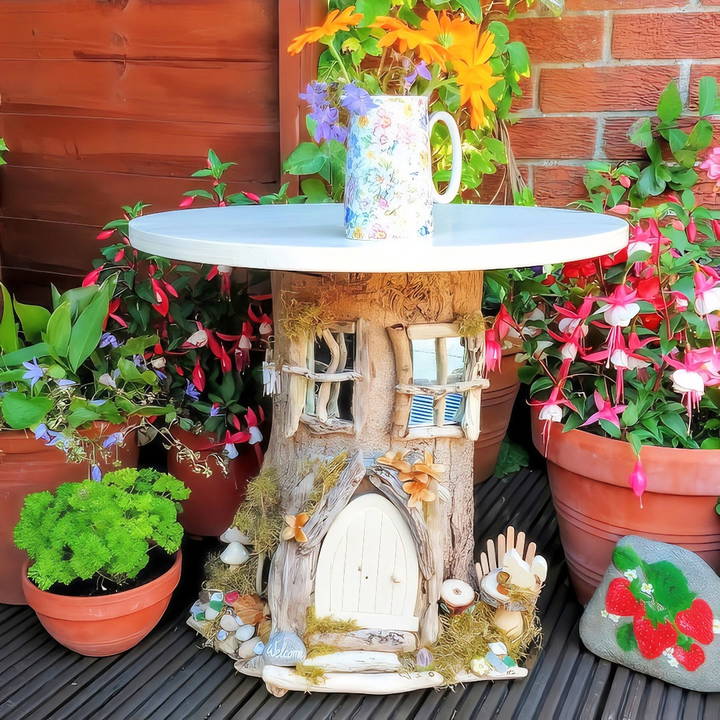 making a tree stump fairy house