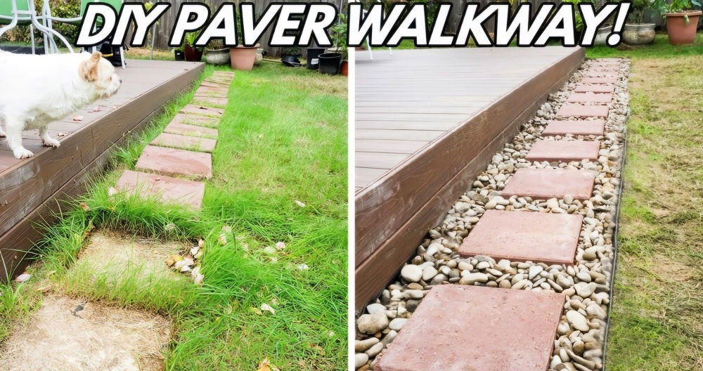 simple handmade paver walkway