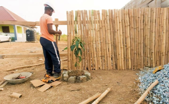 attaching the bamboo