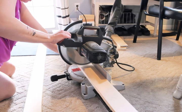 cutting the wood for plate rack