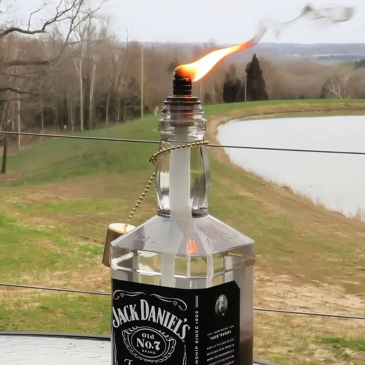 diy tiki torches from recycled bottles