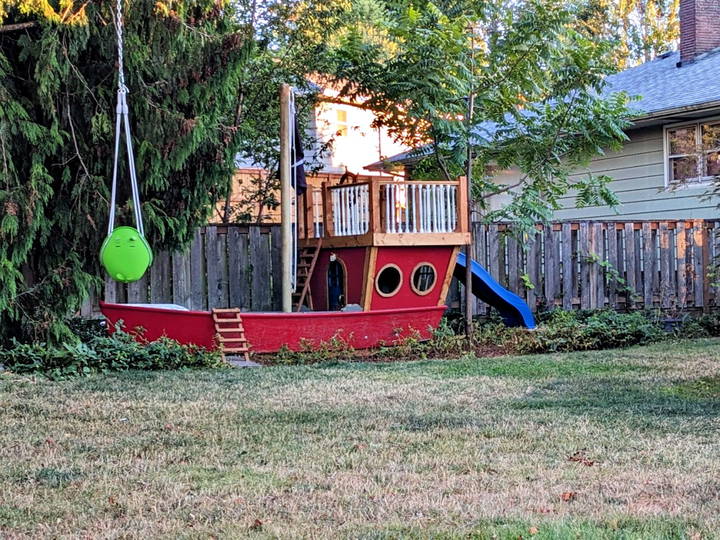 easy DIY pirate ship playset to enhance backyard fun