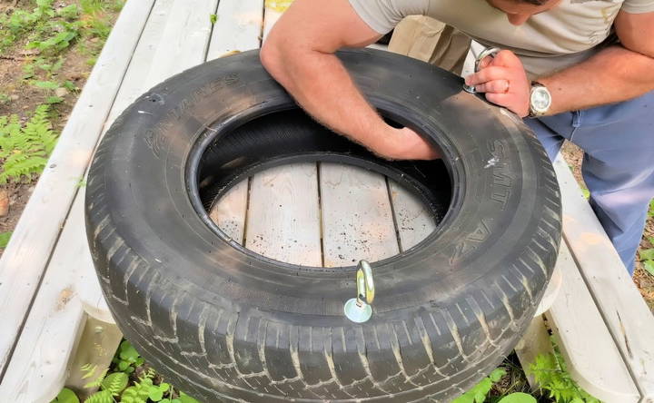 eye bolts for stability preparing the tire