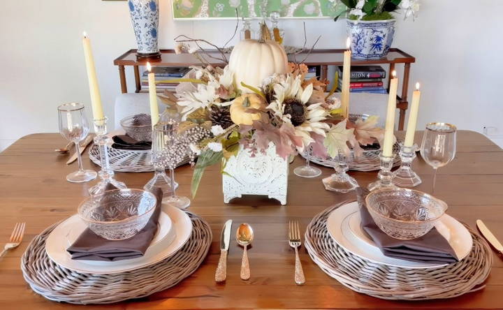 neutral palette centerpiece for a sophisticated fall look