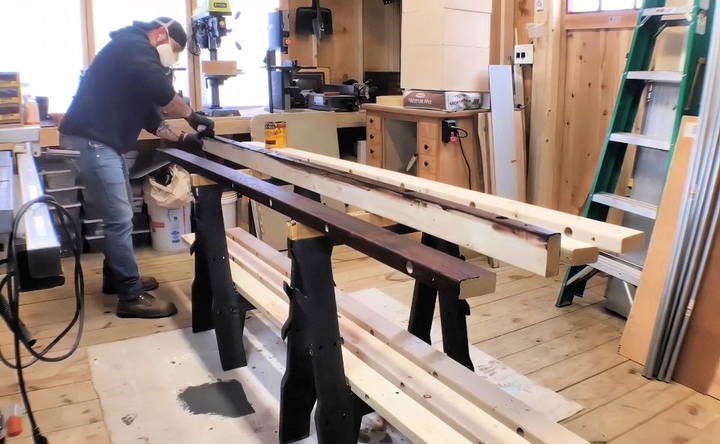 paint and stain the lumber rack