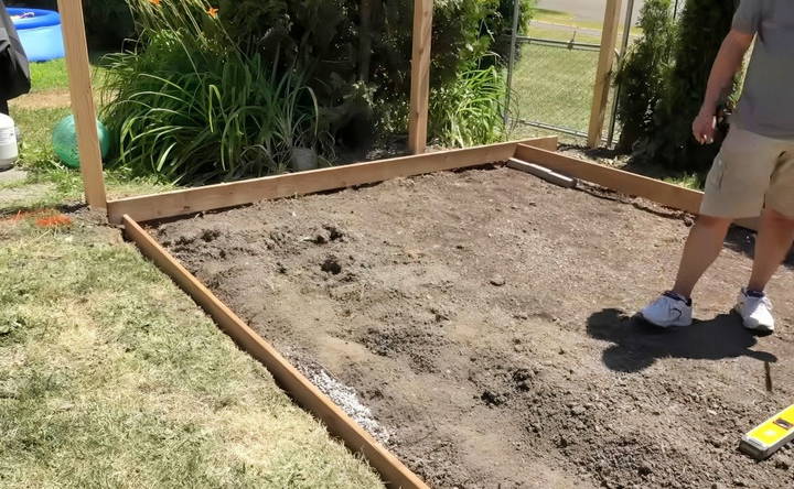 preparing the ground for shed