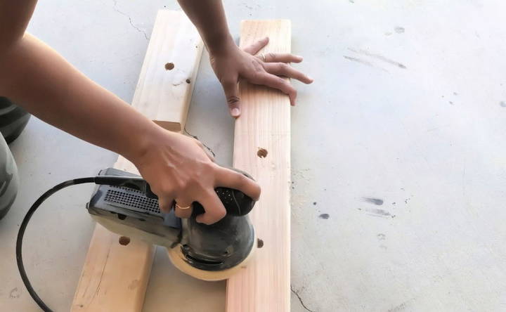 sanding and staining the wood