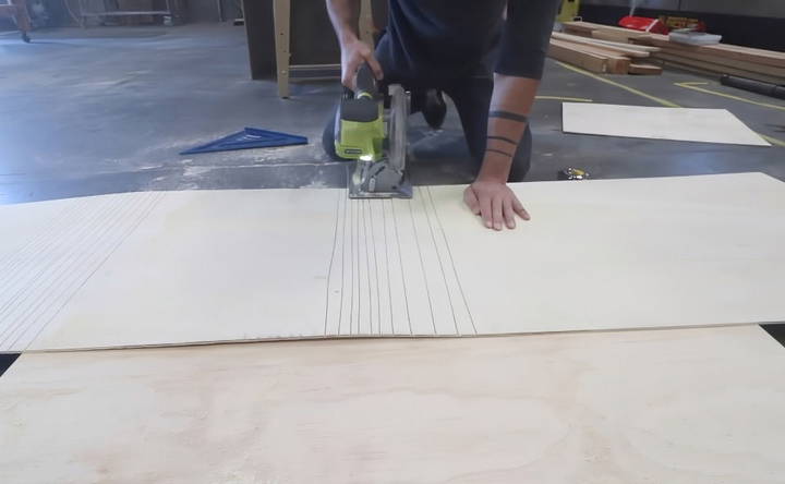 scoring the plywood