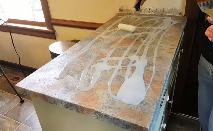 sealing the countertop with a clear coat