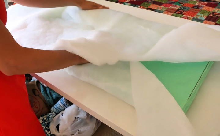 wrapping the foam with batting