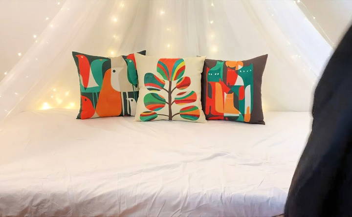 add colorful cushions and décor