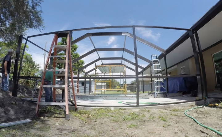 adding pool enclosure horizontal beams