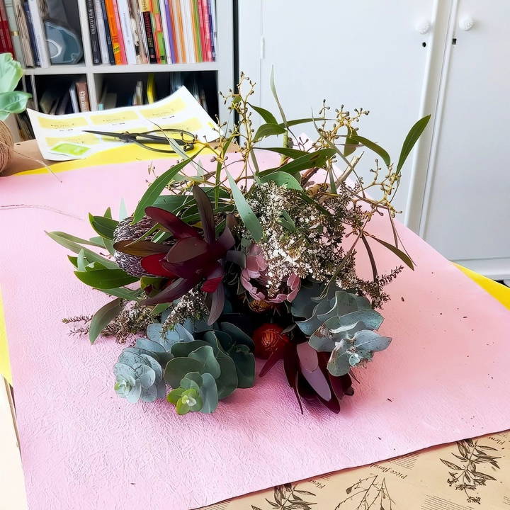 arranging the bouquet