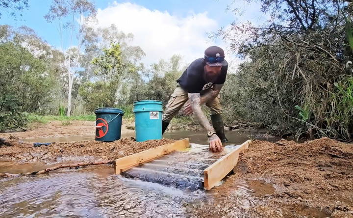 cleaning out the sluice box