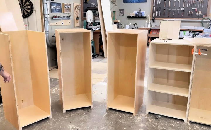 customizing the laundry room cabinet shelves