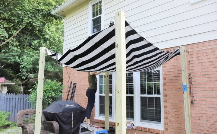 install the patio canopy fabric