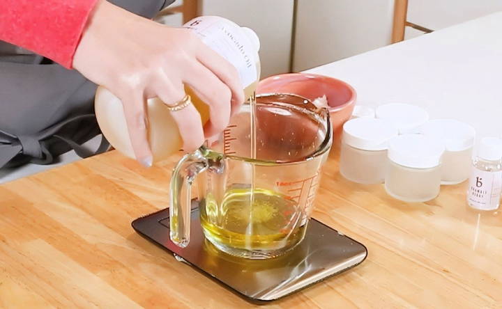 measure the oils and emulsifying wax