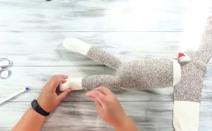 shaping the sock monkey feet