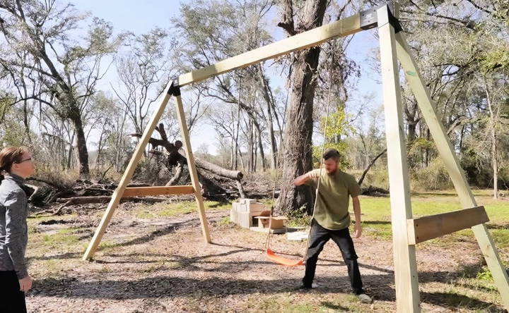 test the stability and comfort of the swing set