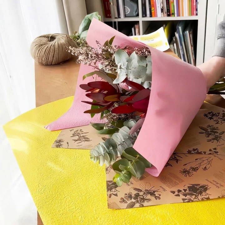 wrapping the flowers