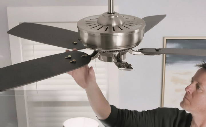 attach fan blades and light fixture