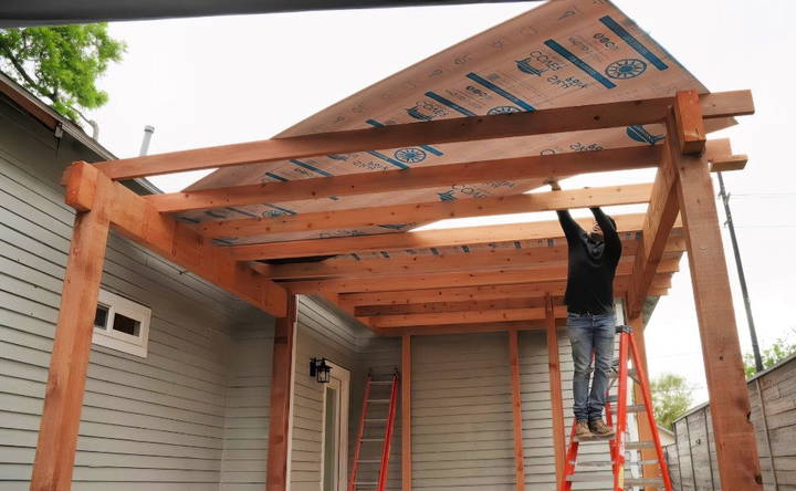 attaching the pergola cover