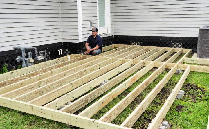 building the wooden deck frame