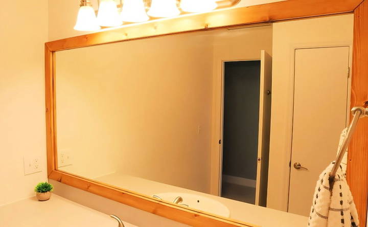 diy bathroom mirror frame under $10