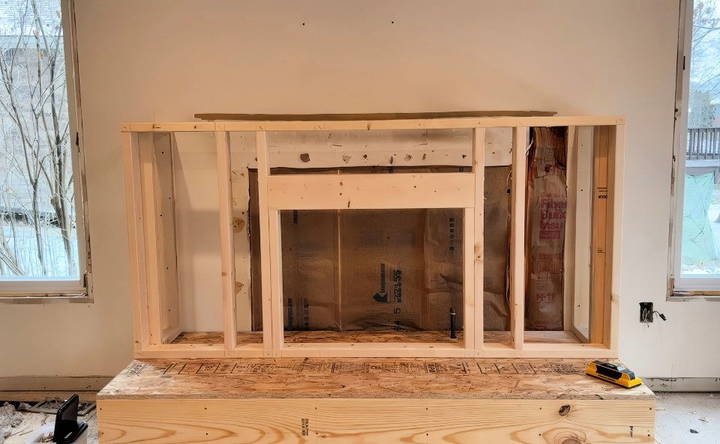 framing the fireplace middle section