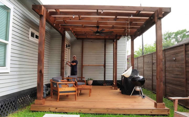 free pergola on a deck woodworking plan