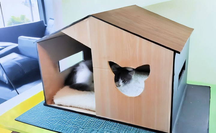 how to make a cardboard cat house