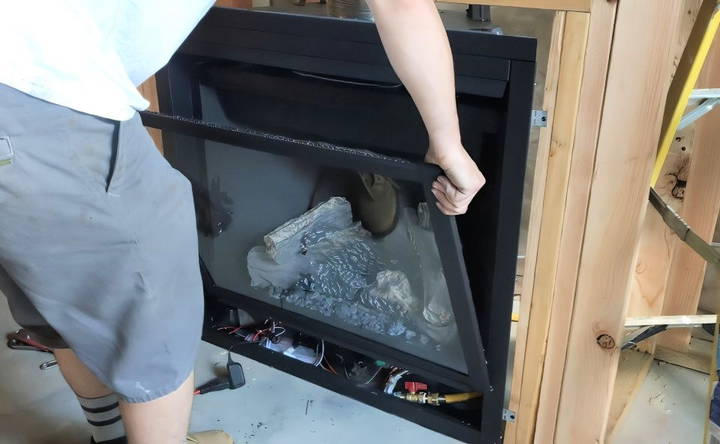 install the gas fireplace glass panel