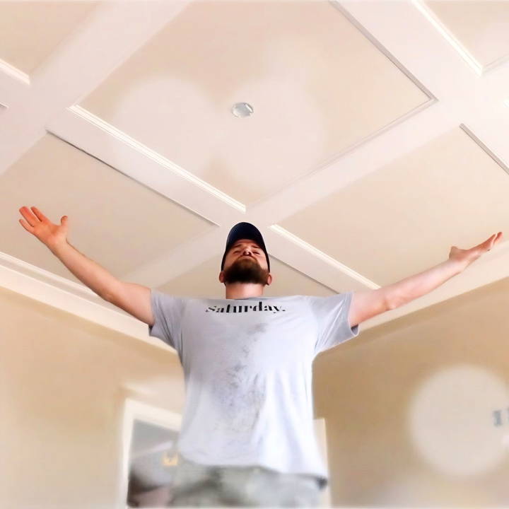 simple DIY coffered ceiling design