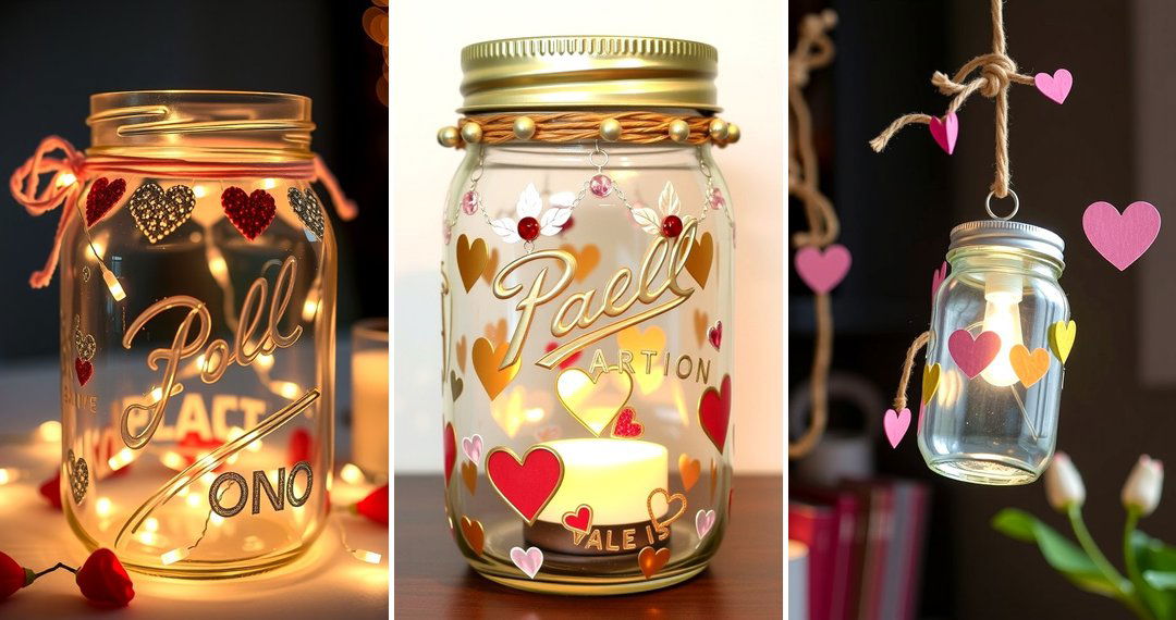 20 Mason Jar Valentines Day Crafts and Centerpieces