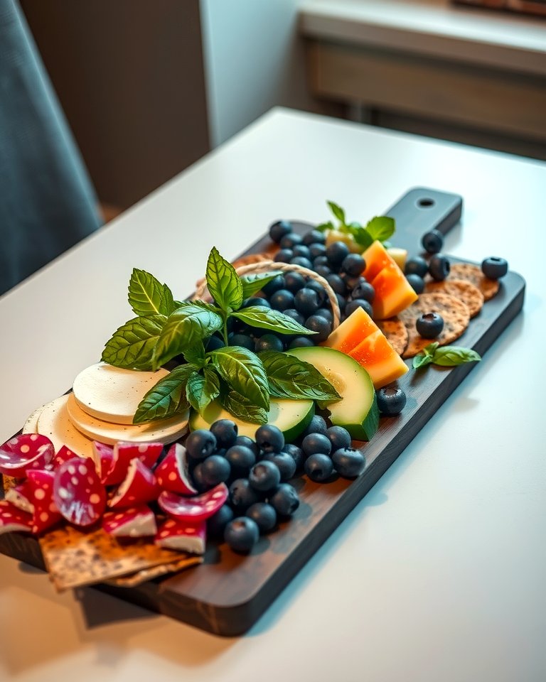 Bold Basil and Blueberry Burst - 20 Valentines Day Charcuterie Board Ideas