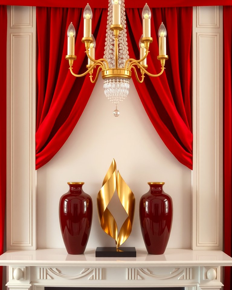 Bold Red and Gold Accents - 20 Valentine's Day Mantel and Fireplace Decor Ideas for a Heartfelt Focal Point