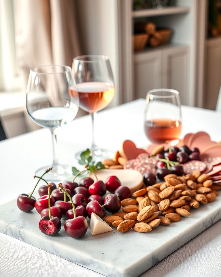 Charming Cherry and Almond Medley - 20 Valentines Day Charcuterie Board Ideas