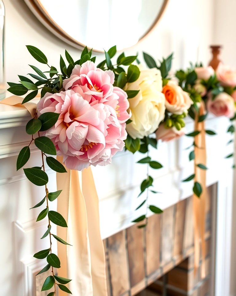DIY Romantic Flower Crown Arrangement - 20 Valentine's Day Mantel and Fireplace Decor Ideas for a Heartfelt Focal Point