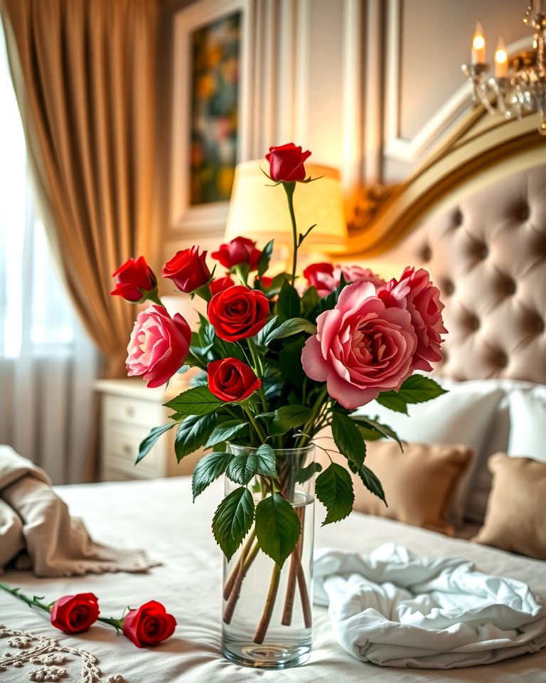 Fresh Flower Arrangements - 15 Romantic Valentine's Day Bedroom Decor Ideas for Couples