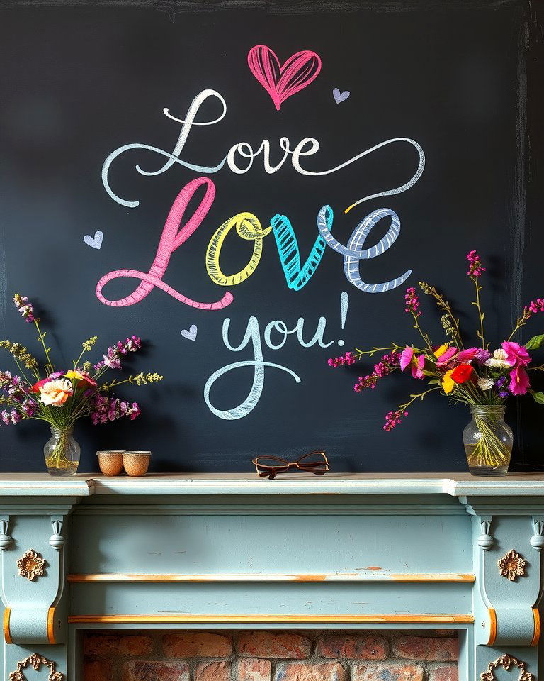 Love Quote Chalkboard - 20 Valentine's Day Mantel and Fireplace Decor Ideas for a Heartfelt Focal Point