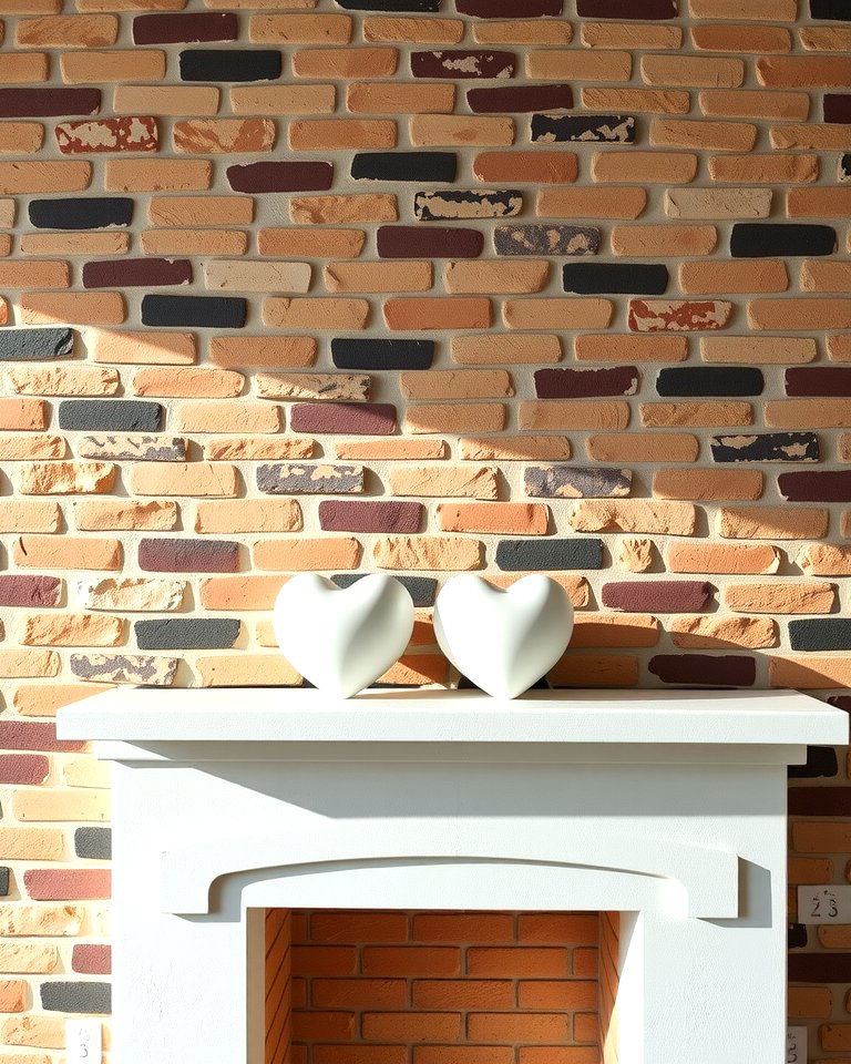 Minimalist Modern Heart Sculptures - 20 Valentine's Day Mantel and Fireplace Decor Ideas for a Heartfelt Focal Point