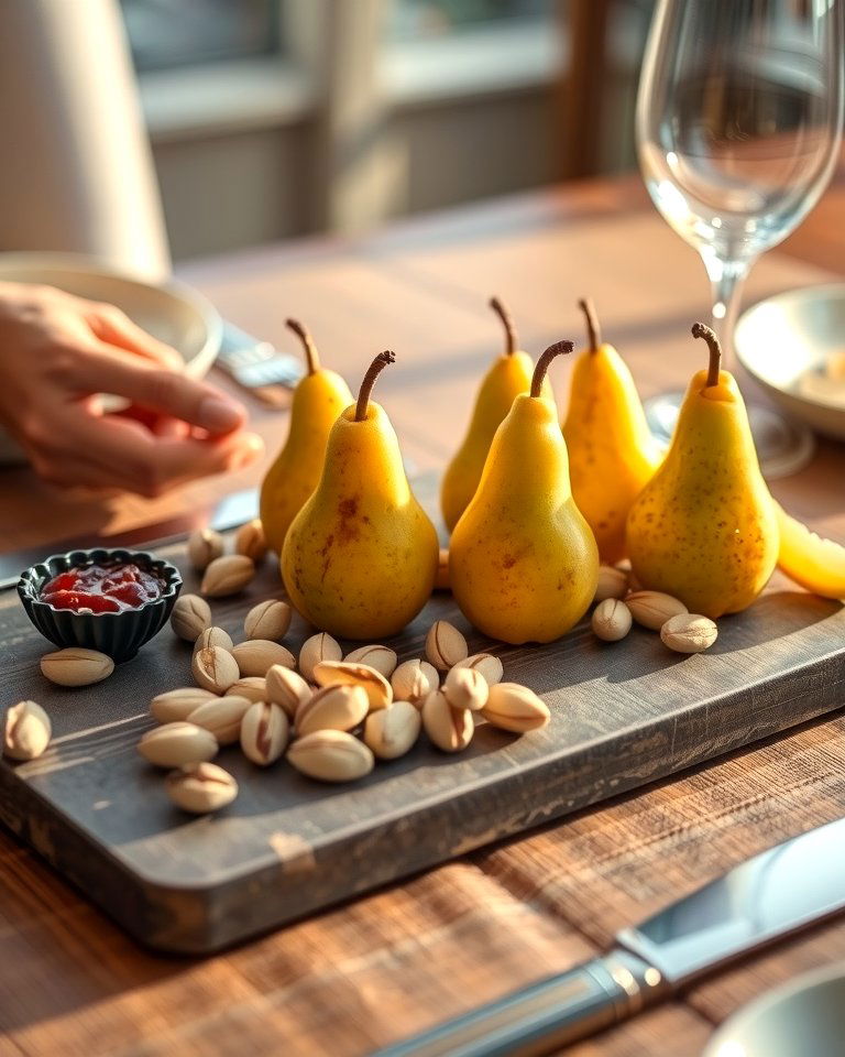Passionate Pear and Pistachio Array - 20 Valentines Day Charcuterie Board Ideas