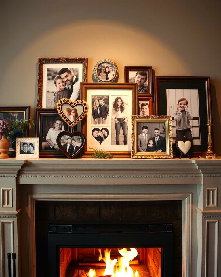 Personalized Photo Collage - 20 Valentine's Day Mantel and Fireplace Decor Ideas for a Heartfelt Focal Point