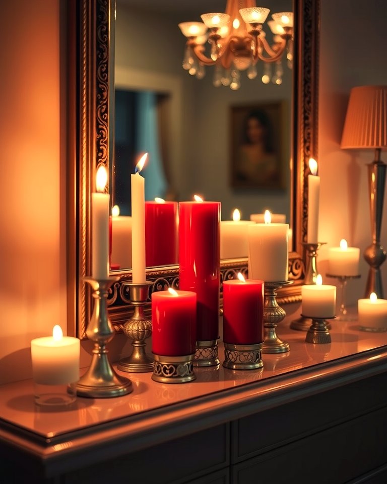 Romantic Candle Display - 20 Valentine's Day Mantel and Fireplace Decor Ideas for a Heartfelt Focal Point
