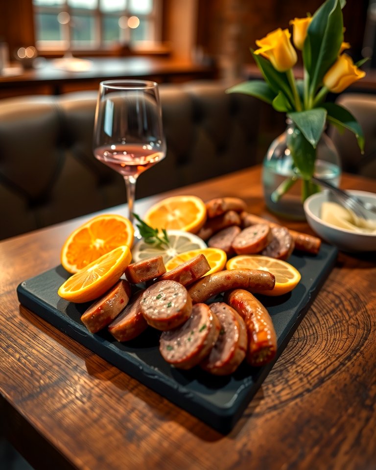 Serene Citrus and Savory Sausage Spread - 20 Valentines Day Charcuterie Board Ideas
