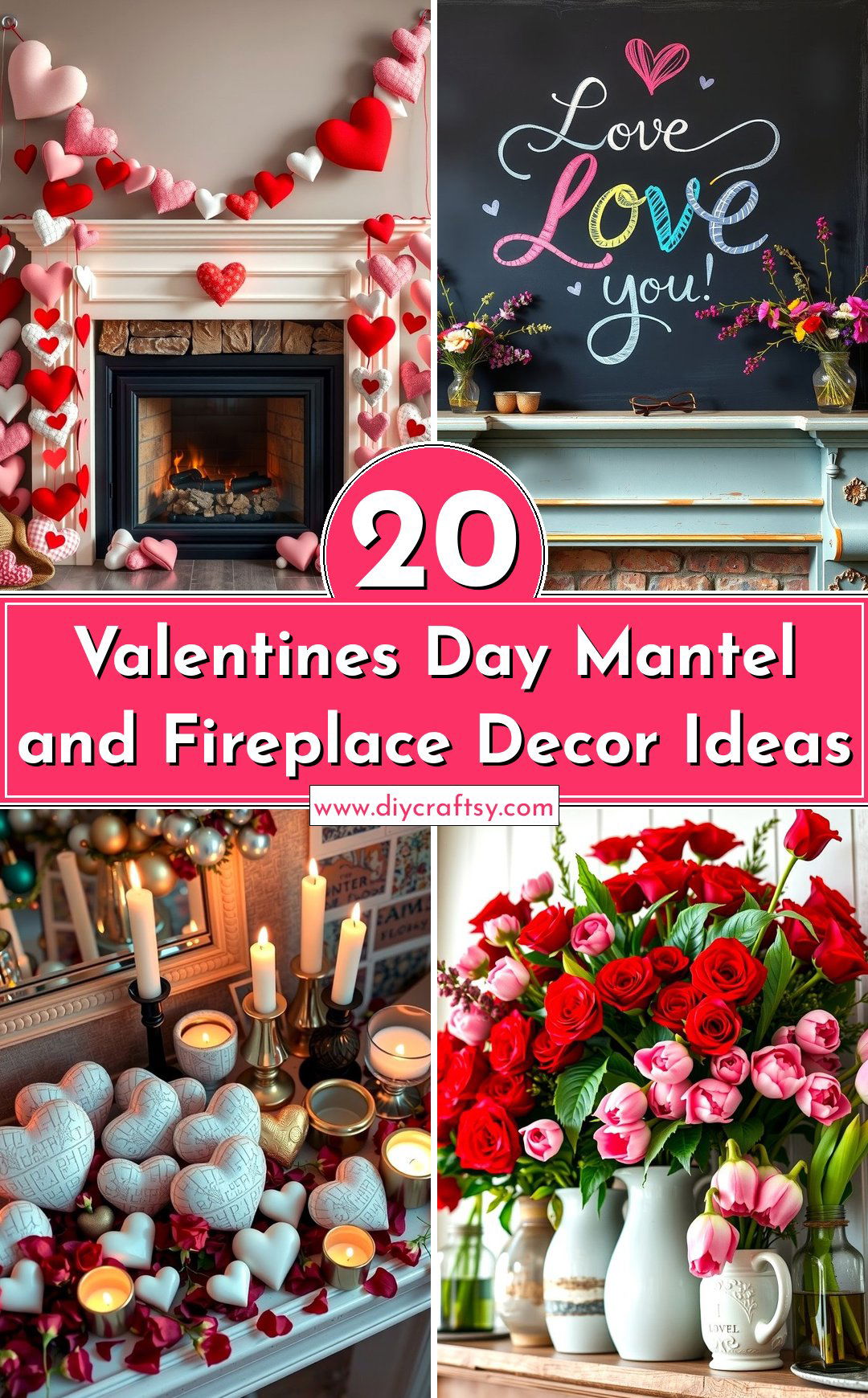 Valentines Day Mantel and Fireplace Decor Ideas