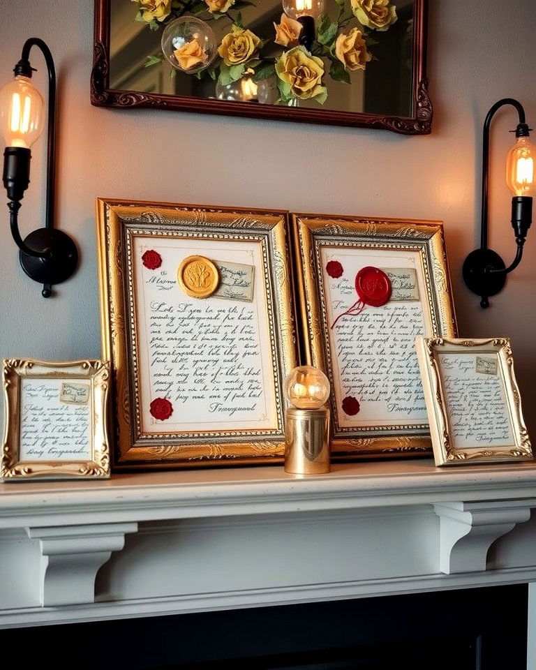 Vintage Inspired Love Letters Display - 20 Valentine's Day Mantel and Fireplace Decor Ideas for a Heartfelt Focal Point