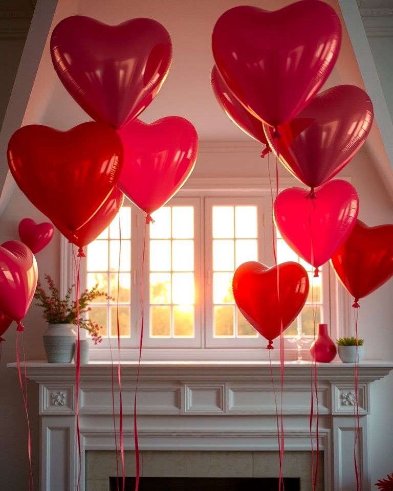 Whimsical Balloon Arrangements - 20 Valentine's Day Mantel and Fireplace Decor Ideas for a Heartfelt Focal Point